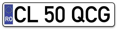 Placuta inmatriculare numar auto  CL-50-QCG, CL 50 QCG, CL50QCG