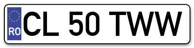Placuta inmatriculare numar auto  CL-50-TWW, CL 50 TWW, CL50TWW