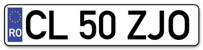 Placuta inmatriculare numar auto  CL-50-ZJO, CL 50 ZJO, CL50ZJO