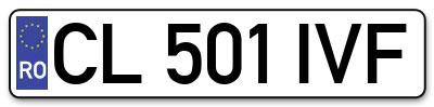 Placuta inmatriculare numar auto  CL-501-IVF, CL 501 IVF, CL501IVF