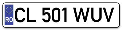 Placuta inmatriculare numar auto  CL-501-WUV, CL 501 WUV, CL501WUV