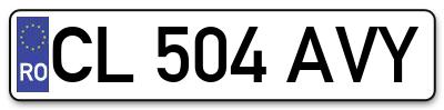 Placuta inmatriculare numar auto  CL-504-AVY, CL 504 AVY, CL504AVY