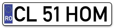 Placuta inmatriculare numar auto  CL-51-HOM, CL 51 HOM, CL51HOM