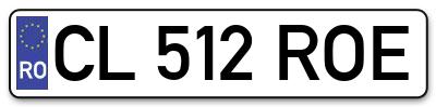 Placuta inmatriculare numar auto  CL-512-ROE, CL 512 ROE, CL512ROE