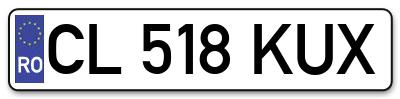 Placuta inmatriculare numar auto  CL-518-KUX, CL 518 KUX, CL518KUX