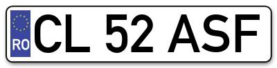 Placuta inmatriculare numar auto  CL-52-ASF, CL 52 ASF, CL52ASF