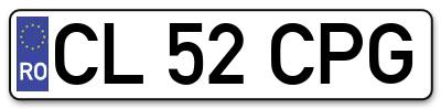Placuta inmatriculare numar auto  CL-52-CPG, CL 52 CPG, CL52CPG