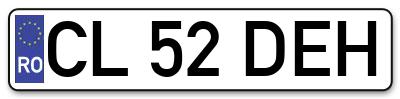 Placuta inmatriculare numar auto  CL-52-DEH, CL 52 DEH, CL52DEH