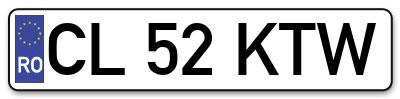 Placuta inmatriculare numar auto  CL-52-KTW, CL 52 KTW, CL52KTW