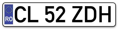 Placuta inmatriculare numar auto  CL-52-ZDH, CL 52 ZDH, CL52ZDH