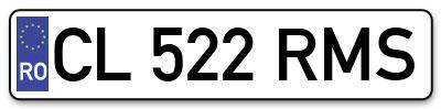 Placuta inmatriculare numar auto  CL-522-RMS, CL 522 RMS, CL522RMS