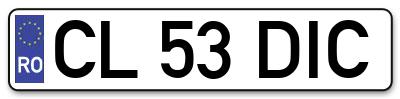 Placuta inmatriculare numar auto  CL-53-DIC, CL 53 DIC, CL53DIC