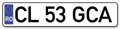 Placuta inmatriculare numar auto  CL-53-GCA, CL 53 GCA, CL53GCA