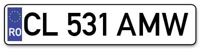 Placuta inmatriculare numar auto  CL-531-AMW, CL 531 AMW, CL531AMW