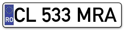 Placuta inmatriculare numar auto  CL-533-MRA, CL 533 MRA, CL533MRA