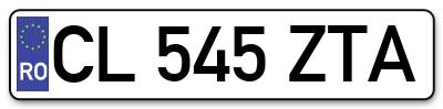 Placuta inmatriculare numar auto  CL-545-ZTA, CL 545 ZTA, CL545ZTA