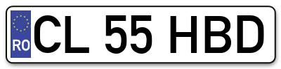 Placuta inmatriculare numar auto  CL-55-HBD, CL 55 HBD, CL55HBD