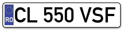 Placuta inmatriculare numar auto  CL-550-VSF, CL 550 VSF, CL550VSF
