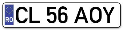 Placuta inmatriculare numar auto  CL-56-AOY, CL 56 AOY, CL56AOY