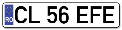 Placuta inmatriculare numar auto  CL-56-EFE, CL 56 EFE, CL56EFE