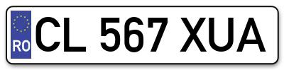 Placuta inmatriculare numar auto  CL-567-XUA, CL 567 XUA, CL567XUA