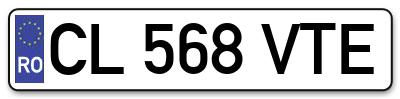 Placuta inmatriculare numar auto  CL-568-VTE, CL 568 VTE, CL568VTE