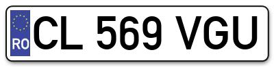 Placuta inmatriculare numar auto  CL-569-VGU, CL 569 VGU, CL569VGU