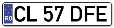 Placuta inmatriculare numar auto  CL-57-DFE, CL 57 DFE, CL57DFE