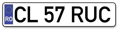 Placuta inmatriculare numar auto  CL-57-RUC, CL 57 RUC, CL57RUC
