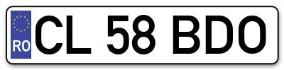 Placuta inmatriculare numar auto  CL-58-BDO, CL 58 BDO, CL58BDO
