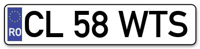 Placuta inmatriculare numar auto  CL-58-WTS, CL 58 WTS, CL58WTS