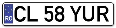 Placuta inmatriculare numar auto  CL-58-YUR, CL 58 YUR, CL58YUR