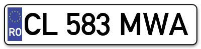 Placuta inmatriculare numar auto  CL-583-MWA, CL 583 MWA, CL583MWA