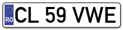 Placuta inmatriculare numar auto  CL-59-VWE, CL 59 VWE, CL59VWE