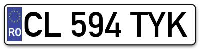 Placuta inmatriculare numar auto  CL-594-TYK, CL 594 TYK, CL594TYK