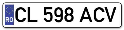 Placuta inmatriculare numar auto  CL-598-ACV, CL 598 ACV, CL598ACV