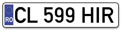 Placuta inmatriculare numar auto  CL-599-HIR, CL 599 HIR, CL599HIR