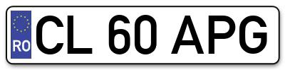 Placuta inmatriculare numar auto  CL-60-APG, CL 60 APG, CL60APG