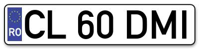 Placuta inmatriculare numar auto  CL-60-DMI, CL 60 DMI, CL60DMI