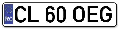Placuta inmatriculare numar auto  CL-60-OEG, CL 60 OEG, CL60OEG