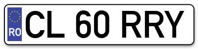 Placuta inmatriculare numar auto  CL-60-RRY, CL 60 RRY, CL60RRY