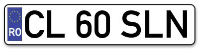 Placuta inmatriculare numar auto  CL-60-SLN, CL 60 SLN, CL60SLN