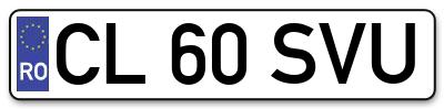 Placuta inmatriculare numar auto  CL-60-SVU, CL 60 SVU, CL60SVU