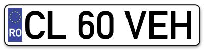 Placuta inmatriculare numar auto  CL-60-VEH, CL 60 VEH, CL60VEH