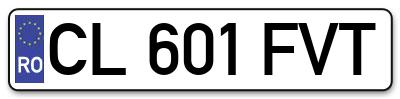 Placuta inmatriculare numar auto  CL-601-FVT, CL 601 FVT, CL601FVT