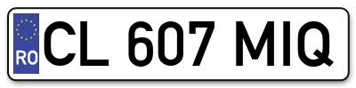 Placuta inmatriculare numar auto  CL-607-MIQ, CL 607 MIQ, CL607MIQ