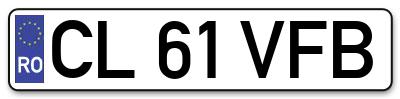 Placuta inmatriculare numar auto  CL-61-VFB, CL 61 VFB, CL61VFB