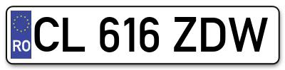 Placuta inmatriculare numar auto  CL-616-ZDW, CL 616 ZDW, CL616ZDW