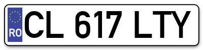 Placuta inmatriculare numar auto  CL-617-LTY, CL 617 LTY, CL617LTY