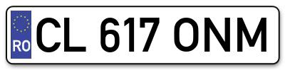 Placuta inmatriculare numar auto  CL-617-ONM, CL 617 ONM, CL617ONM